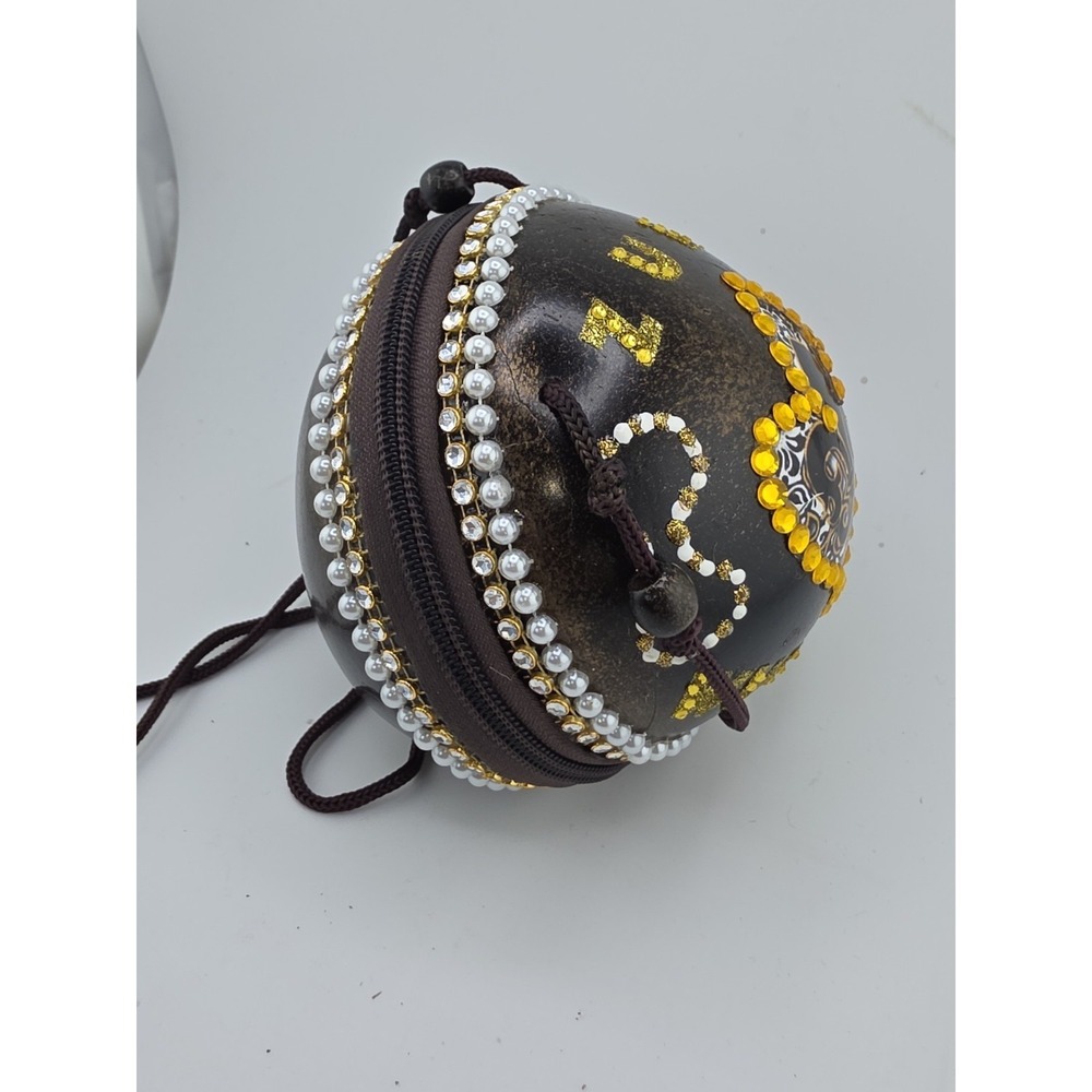 New Orleans Saints Fleur De Lis Rhinestone Goblet & Matching Zipper Pouch Set - Picture 11 of 13